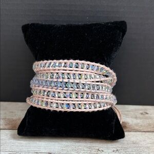 Chan Luu Pink and Clear AB Crystal Wrap Bracelet
